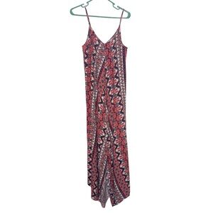 tea n rose Pink & Black Patterned Spaghetti Strap Maxi Dress